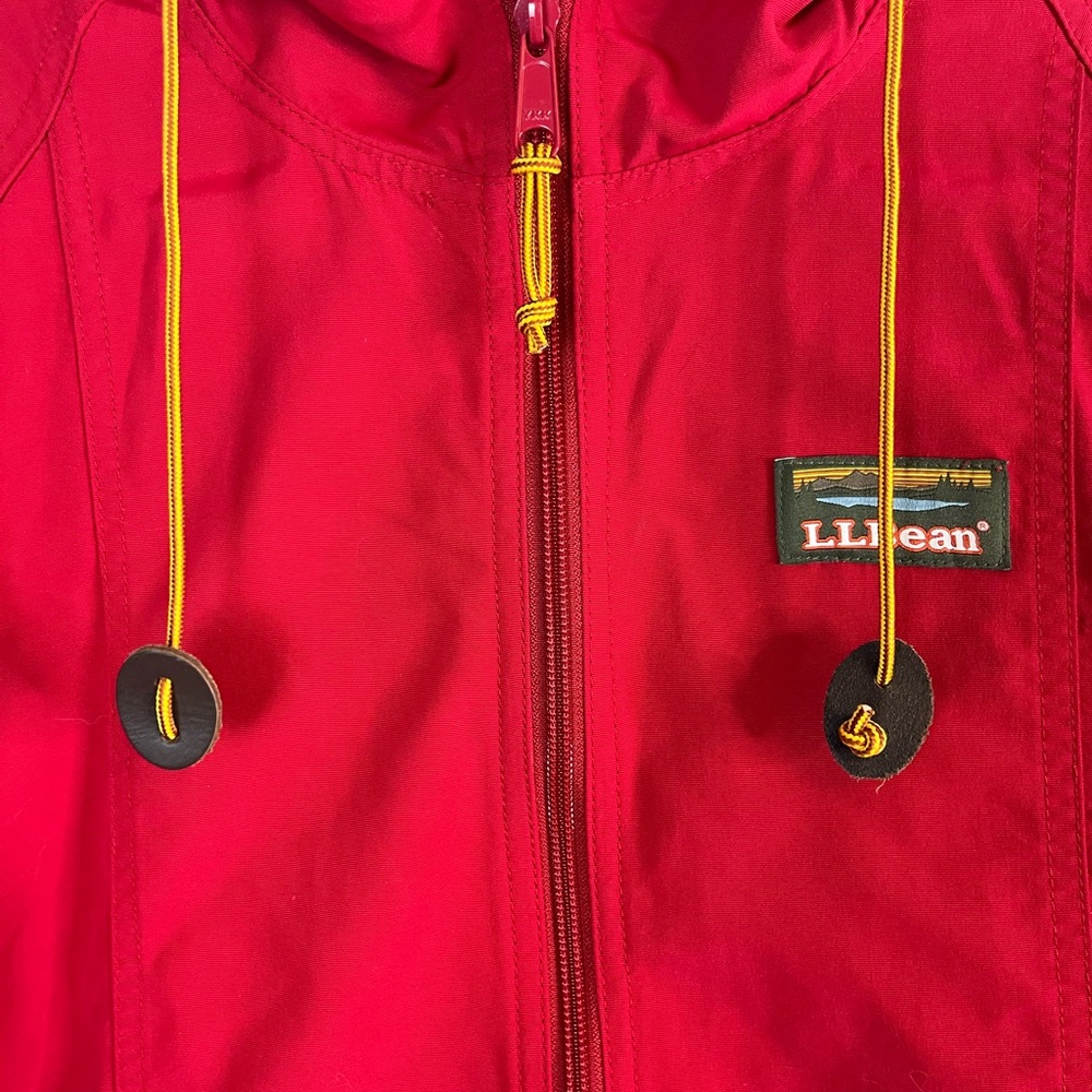 L.L. Bean Anorak Pullover Jacket Men’s Small Red Blue Hooded Windbreaker Outdoor - Picture 4 of 6